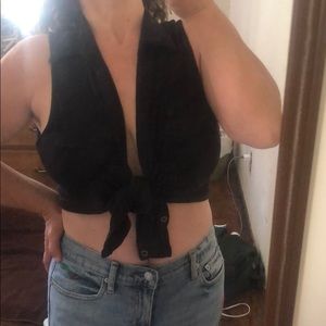 Collared black button up. Cotton/modal, sz Large